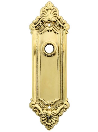 Stamped Brass French-Baroque Back Plate in Un-Lacquered Brass.